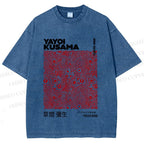 Unisex Yayoi Kusama Red Dots Printed Washed Tee