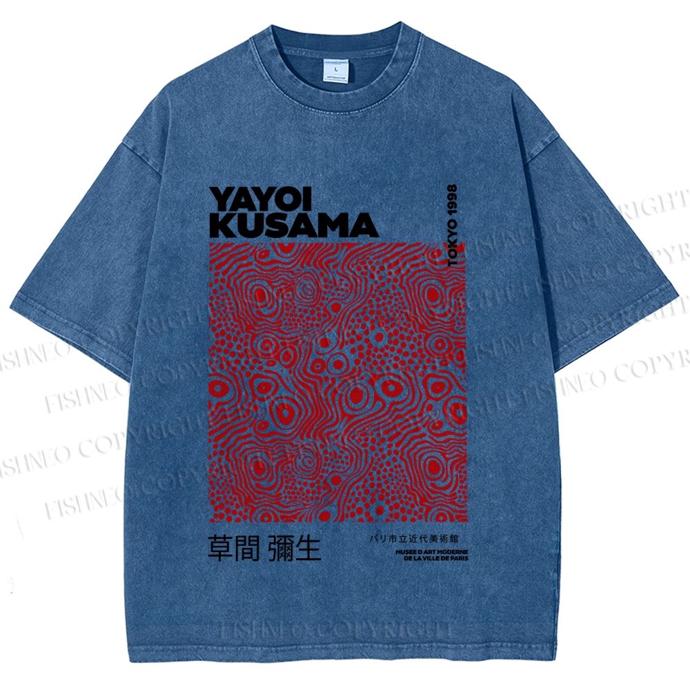 Unisex Yayoi Kusama Red Dots Printed Washed Tee