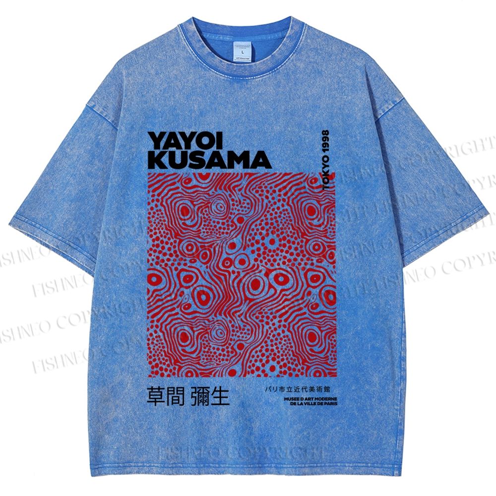 Unisex Yayoi Kusama Red Dots Printed Washed Tee