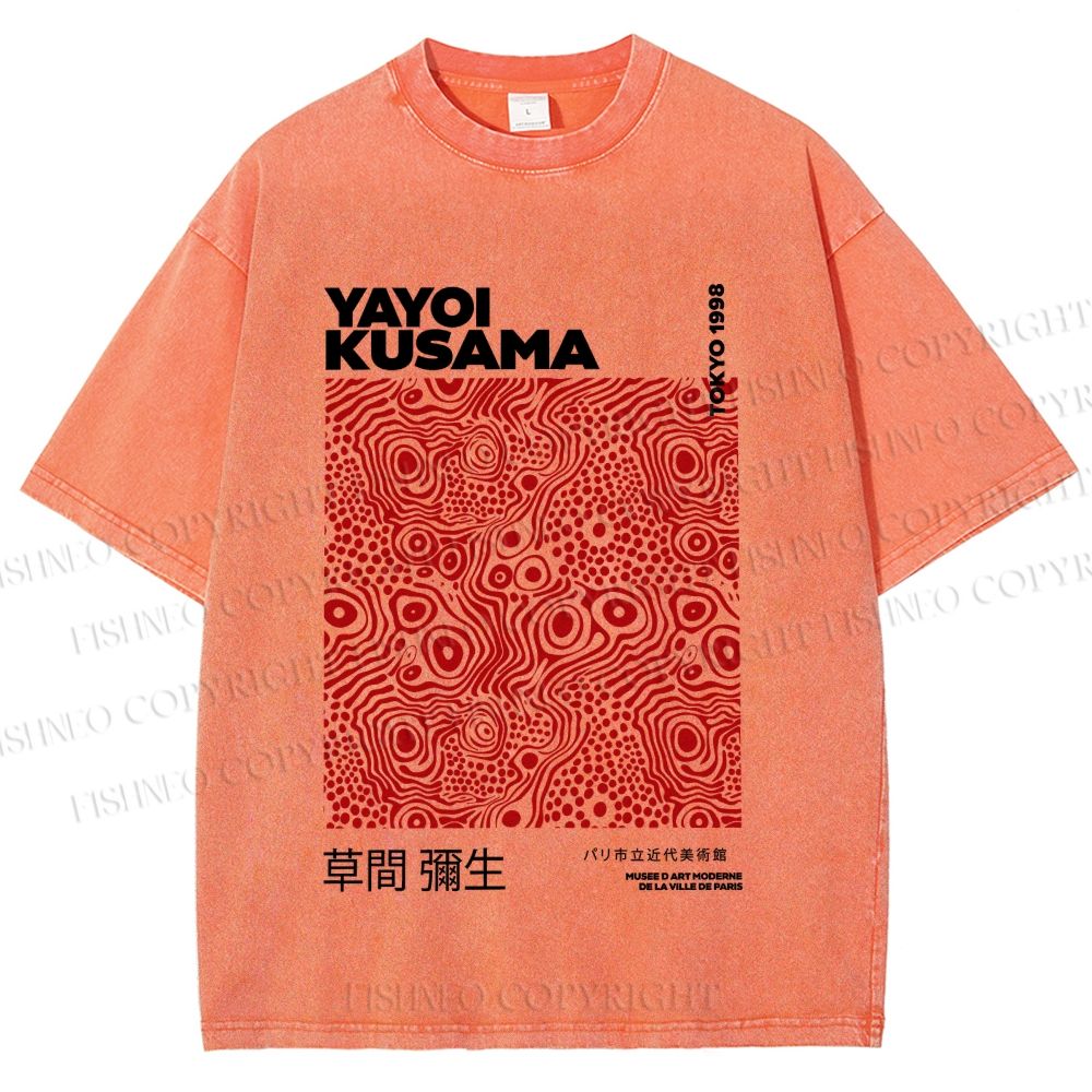 Unisex Yayoi Kusama Red Dots Printed Washed Tee