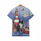 Tokyo Tower Landscape With Cat Aloha Hawaiian Shirt