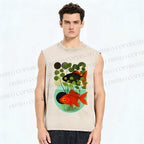 Unisex Koi Fish in Tank Printed Washed Tank Top
