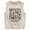 Unisex Bauhaus Dog Printed Washed Tank Top