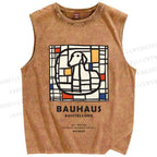 Unisex Bauhaus Dog Printed Washed Tank Top