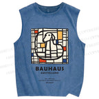 Unisex Bauhaus Dog Printed Washed Tank Top