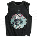 Unisex Hatsune Miku Printed Washed Tank Top