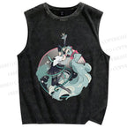 Unisex Hatsune Miku Printed Washed Tank Top