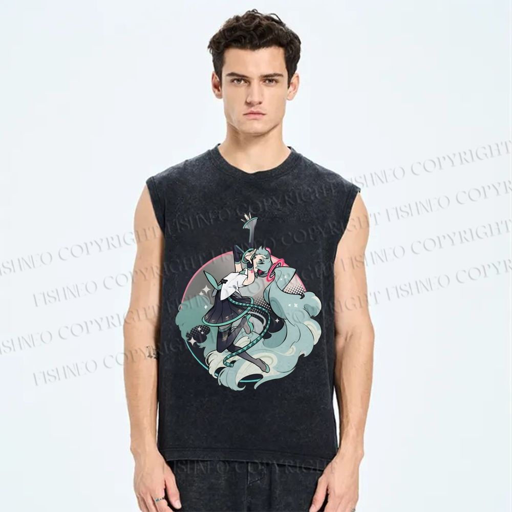 Unisex Hatsune Miku Printed Washed Tank Top