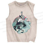 Unisex Hatsune Miku Printed Washed Tank Top