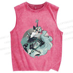 Unisex Hatsune Miku Printed Washed Tank Top