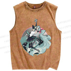 Unisex Hatsune Miku Printed Washed Tank Top