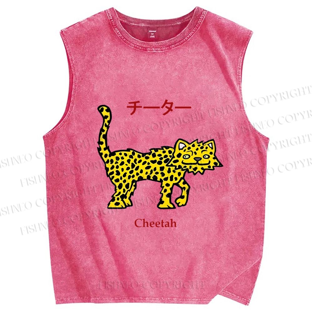 Unisex Silly Panther Printed Washed Tank Top