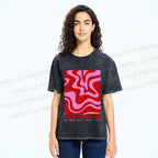 Unisex Pink Wave Bauhaus Printed Washed Tee