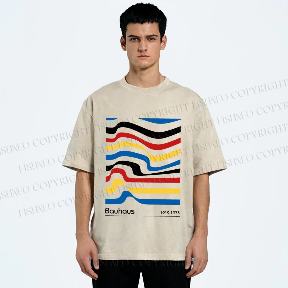 Unisex Bauhaus Ribbon Printed Washed Tee