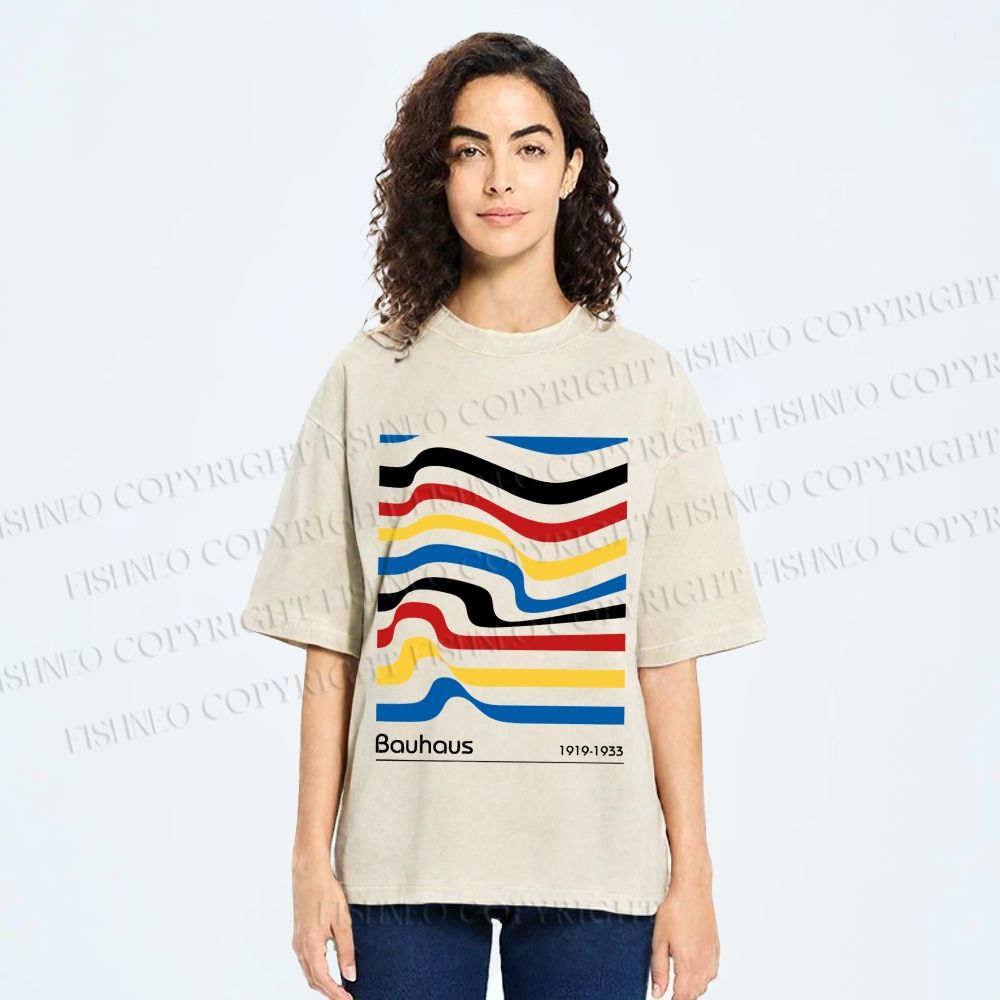 Unisex Bauhaus Ribbon Printed Washed Tee