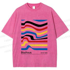 Unisex Bauhaus Ribbon Printed Washed Tee