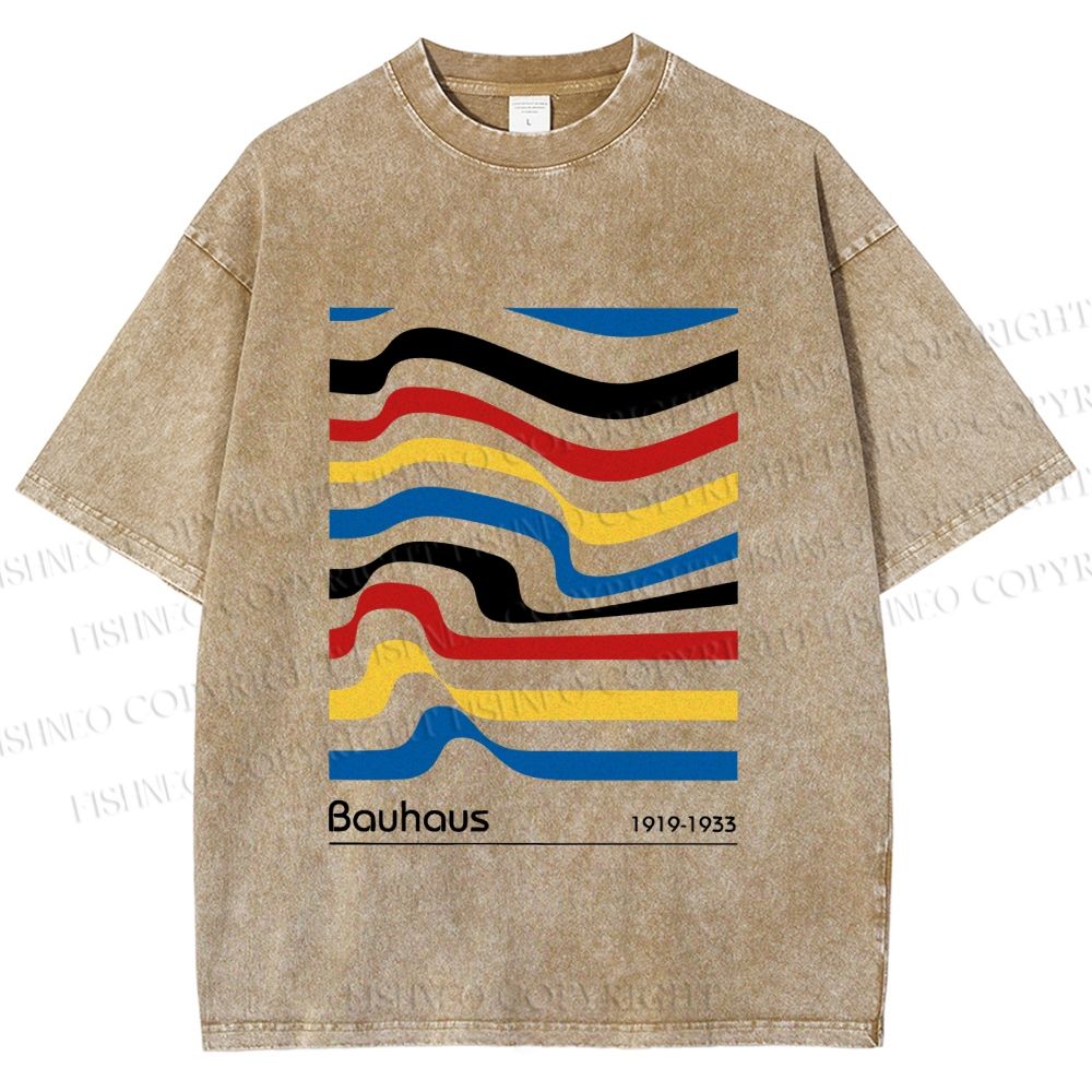 Unisex Bauhaus Ribbon Printed Washed Tee