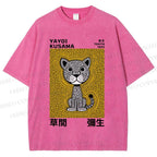 Unisex Yayoi Kusama Panther with Dots Printed Washed Tee