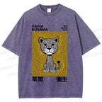 Unisex Yayoi Kusama Panther with Dots Printed Washed Tee