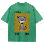 Unisex Yayoi Kusama Panther with Dots Printed Washed Tee