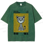 Unisex Yayoi Kusama Panther with Dots Printed Washed Tee