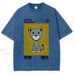 Unisex Yayoi Kusama Panther with Dots Printed Washed Tee