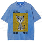 Unisex Yayoi Kusama Panther with Dots Printed Washed Tee