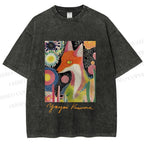 Unisex Yayoi Kusama Fox Printed Washed Tee