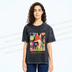 Unisex Yayoi Kusama Fox Printed Washed Tee
