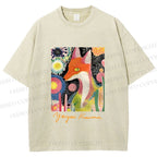 Unisex Yayoi Kusama Fox Printed Washed Tee