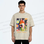 Unisex Yayoi Kusama Fox Printed Washed Tee