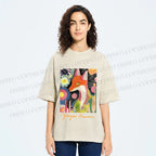 Unisex Yayoi Kusama Fox Printed Washed Tee