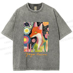 Unisex Yayoi Kusama Fox Printed Washed Tee