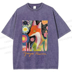 Unisex Yayoi Kusama Fox Printed Washed Tee