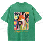 Unisex Yayoi Kusama Fox Printed Washed Tee