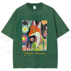 Unisex Yayoi Kusama Fox Printed Washed Tee