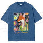Unisex Yayoi Kusama Fox Printed Washed Tee