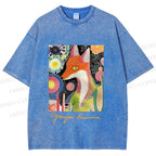 Unisex Yayoi Kusama Fox Printed Washed Tee