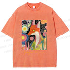 Unisex Yayoi Kusama Fox Printed Washed Tee