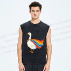 Unisex Proud Goose Printed Washed Tank Top