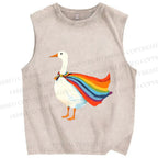 Unisex Proud Goose Printed Washed Tank Top