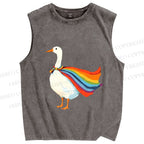 Unisex Proud Goose Printed Washed Tank Top