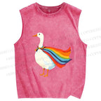 Unisex Proud Goose Printed Washed Tank Top