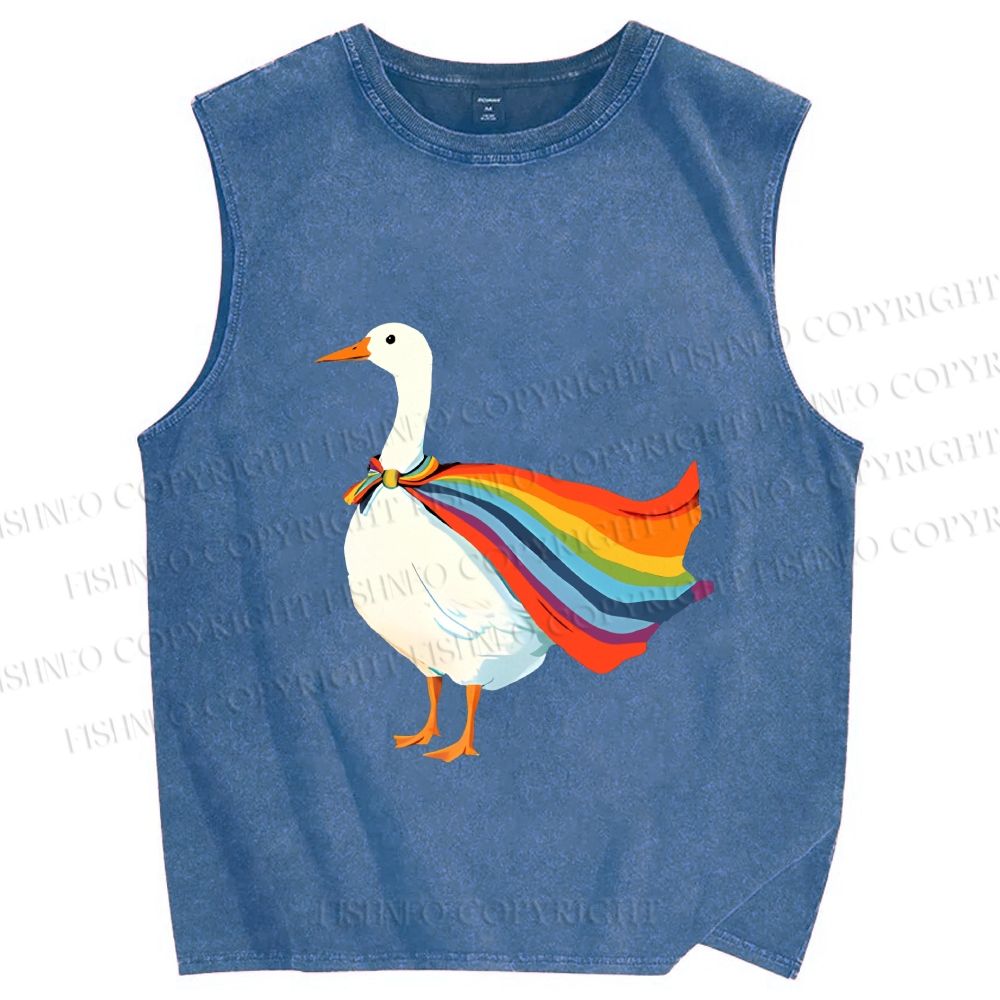 Unisex Proud Goose Printed Washed Tank Top