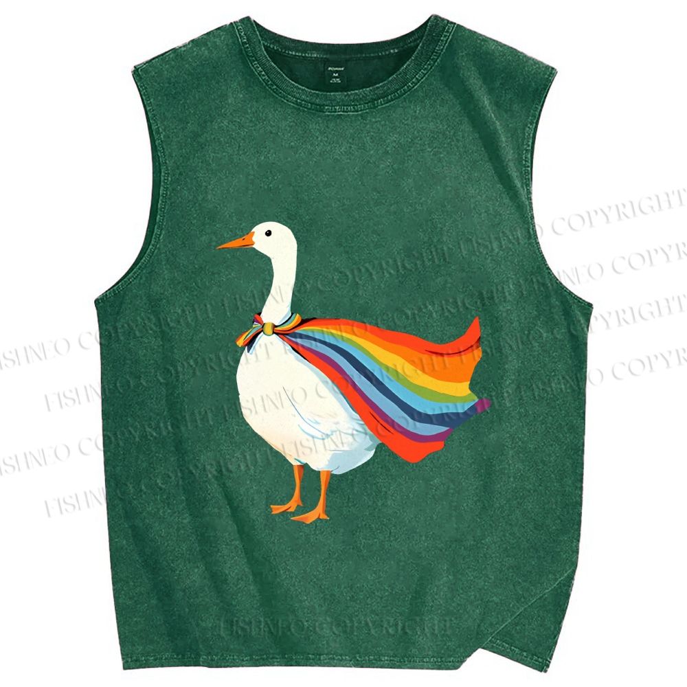 Unisex Proud Goose Printed Washed Tank Top