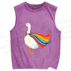 Unisex Proud Goose Printed Washed Tank Top