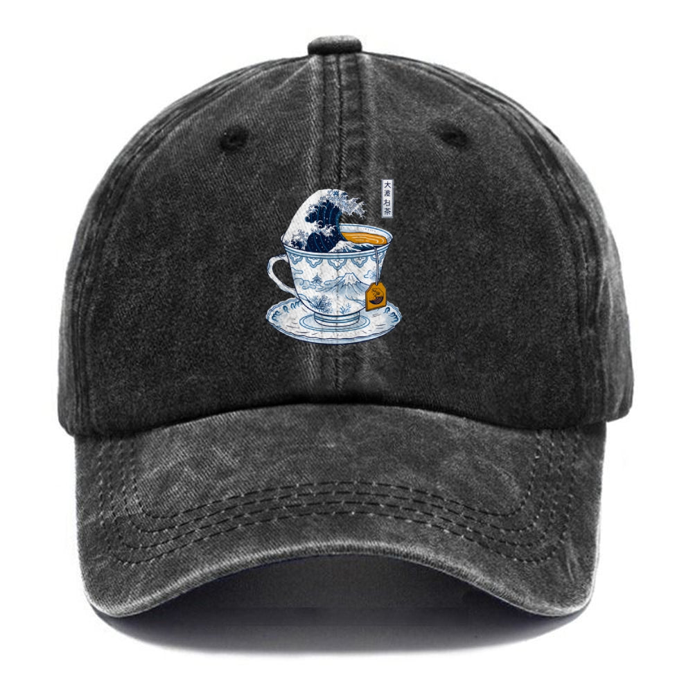The Great Kanagawa Tea Wave Washed Cap