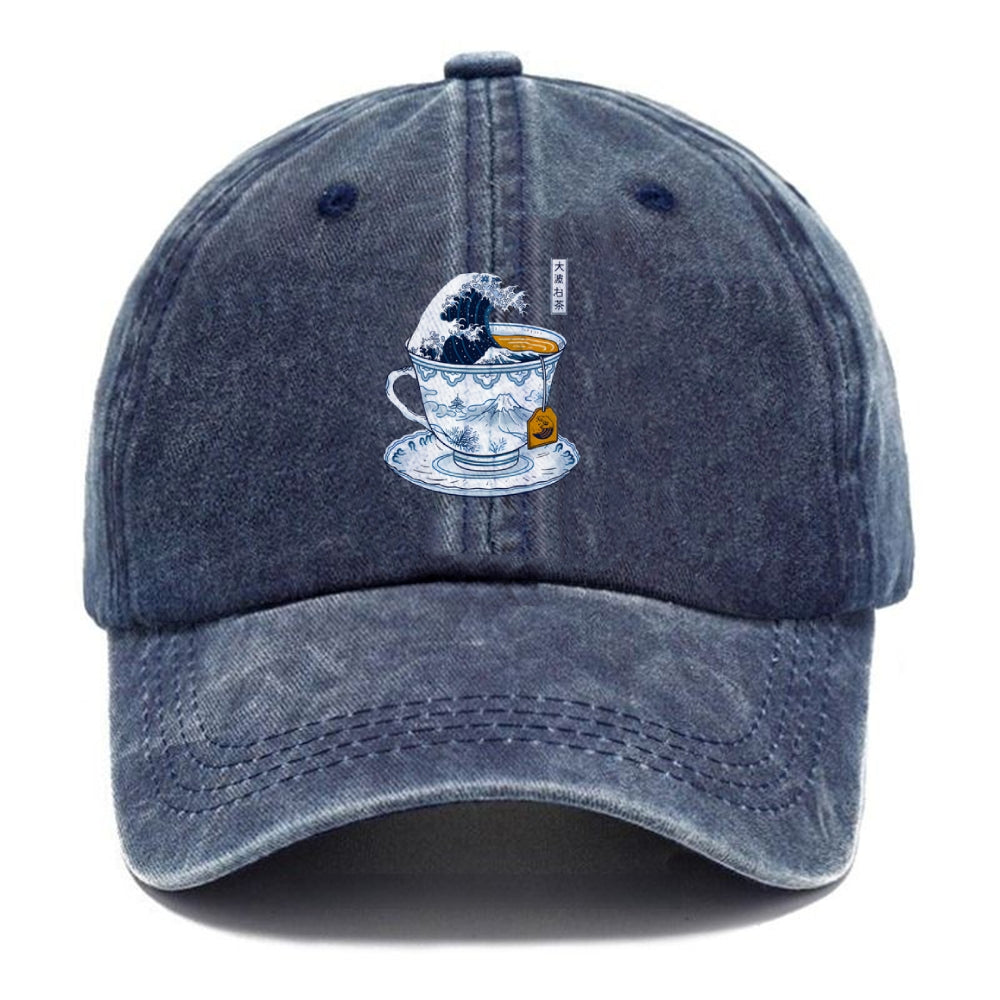 The Great Kanagawa Tea Wave Washed Cap