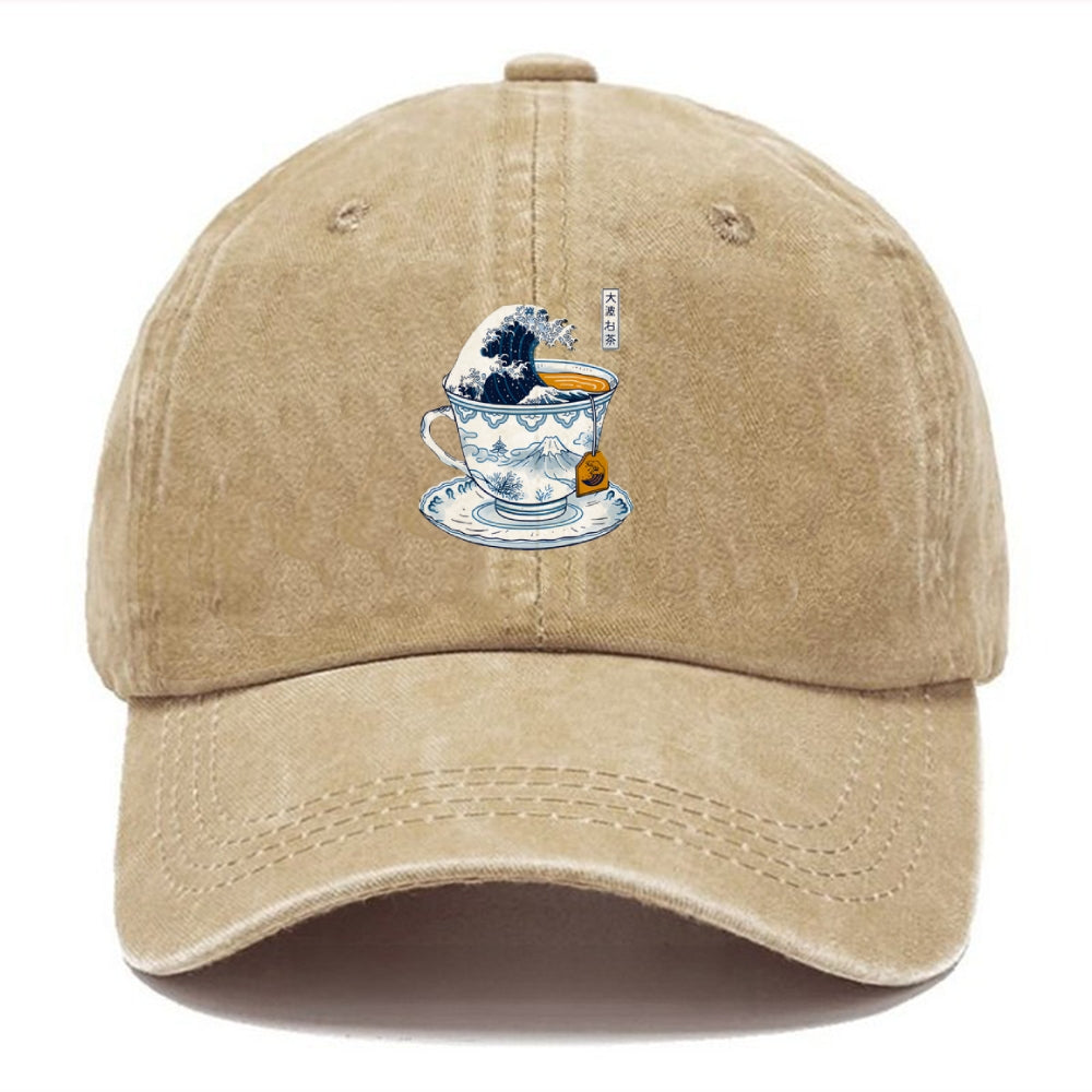 The Great Kanagawa Tea Wave Washed Cap