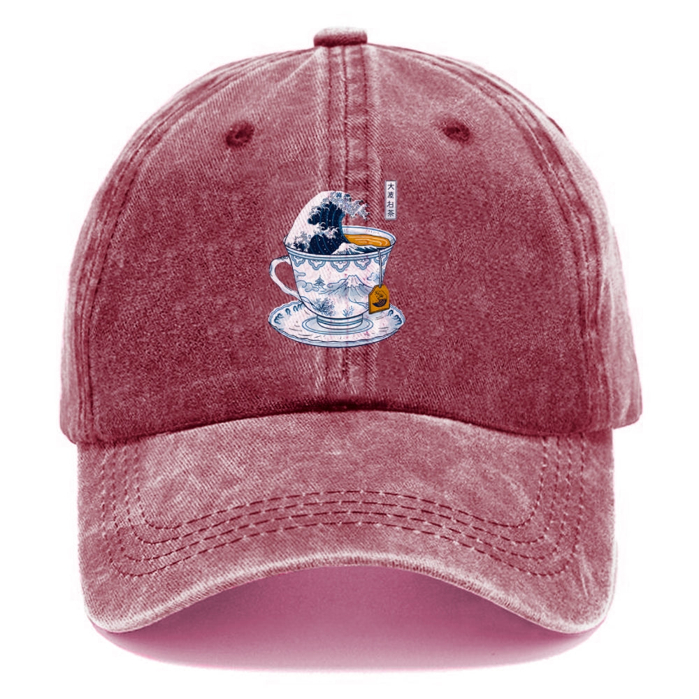 The Great Kanagawa Tea Wave Washed Cap